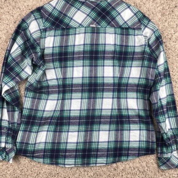 Columbia Women's Button Up Flannel Size Large Green Plaid Flannel Outdoors - Picture 6 of 6